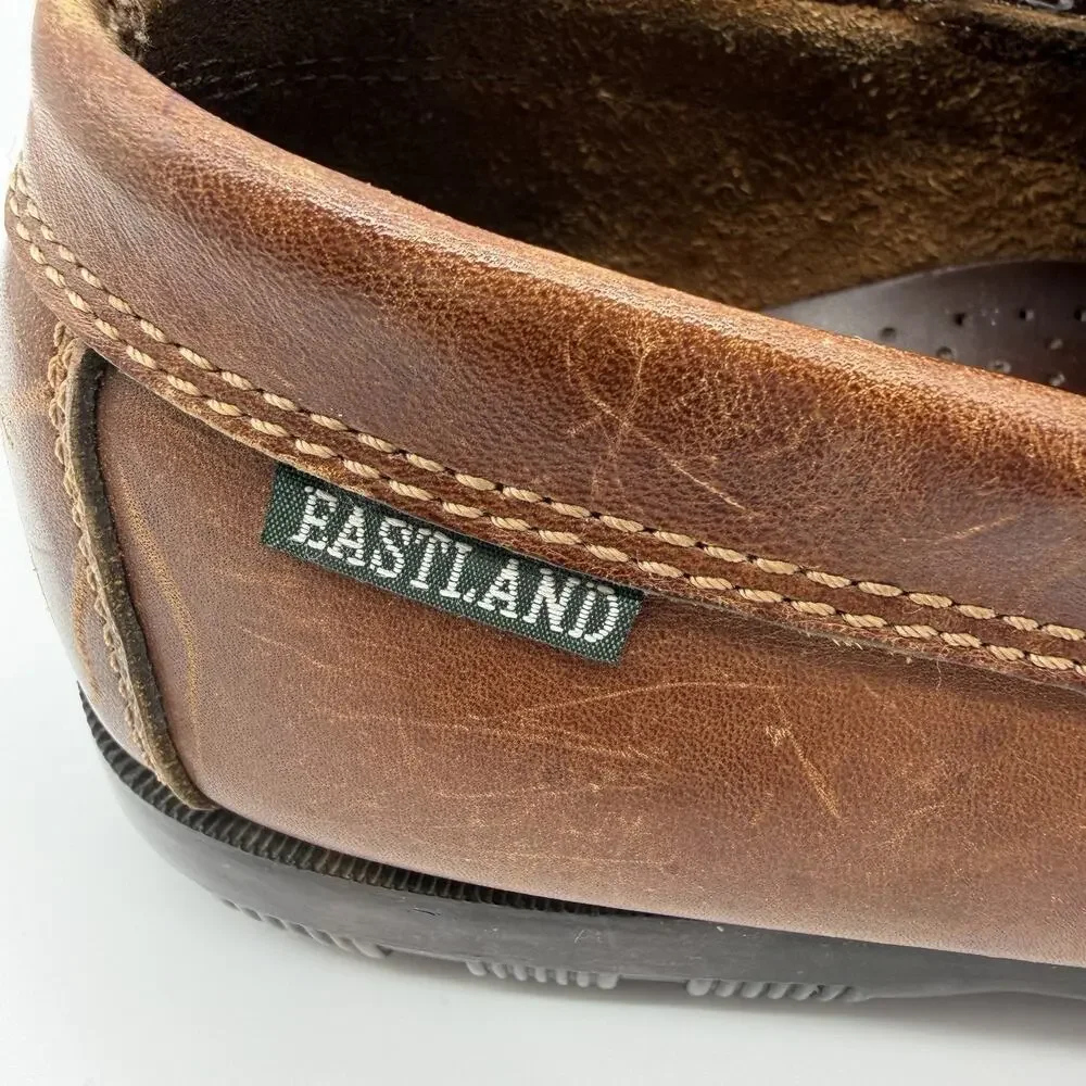 Eastland 7046 Men’s 8.5 D Brown Leather Moc Toe Boat Shoes Lace Up